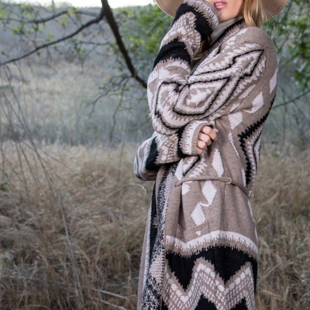 New Tribal Boho Western Ski Montana Cardigan Sweater